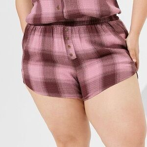 Torrid-  Burgundy Plaid Soft Cozy Sleep Shorts- 0x